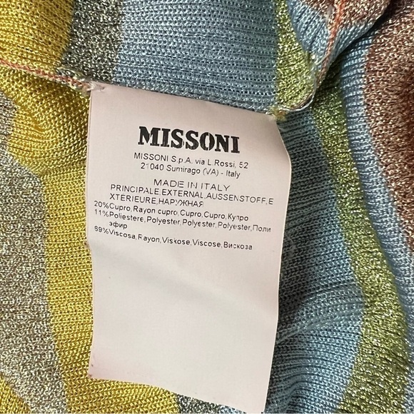 MISSONI 70s Lightweight Rib Knit Colorblock Metallic Stripe Sleeveless Sweater M - Picture 11 of 12